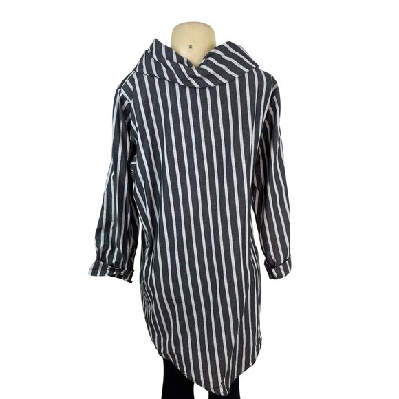Tulip Womens Black & White Striped Long Sleeve Tunic Top Size L - New - Picture 3 of 8